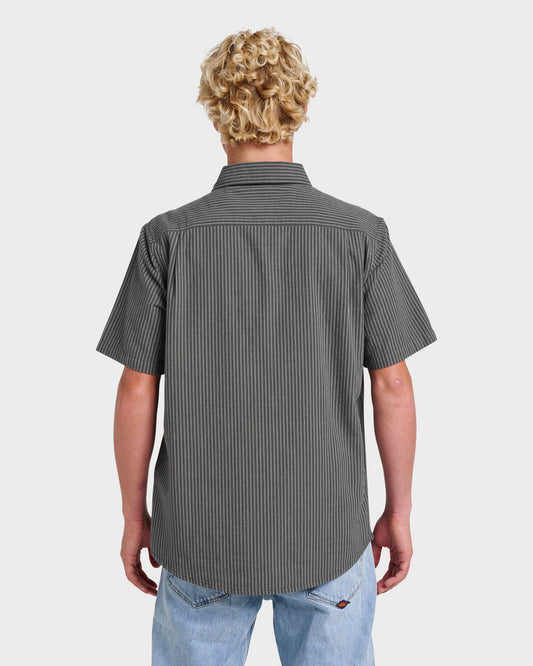Oxford Stripe Classic Short Sleeve Shirt - Phantom