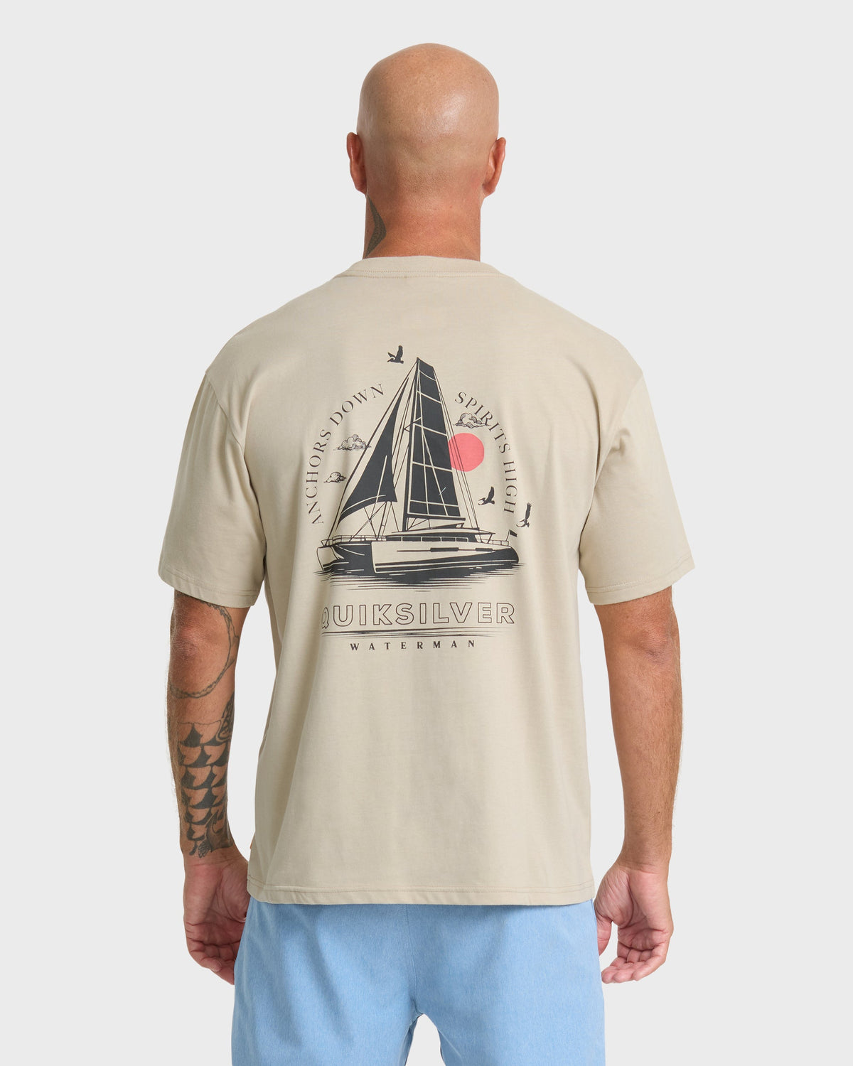 Waterman Anchors Down Classic Short Sleeve Cotton T-Shirt - Plaza Taupe