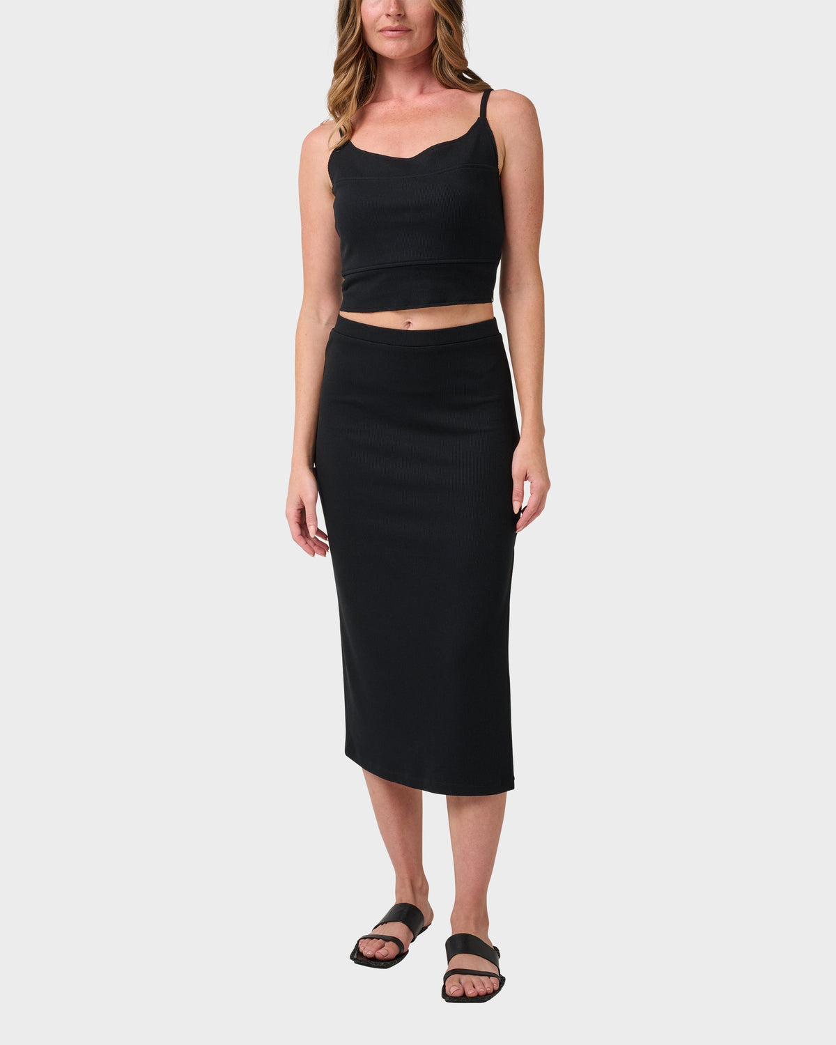 Rhea Solid Cropped Rib Tank