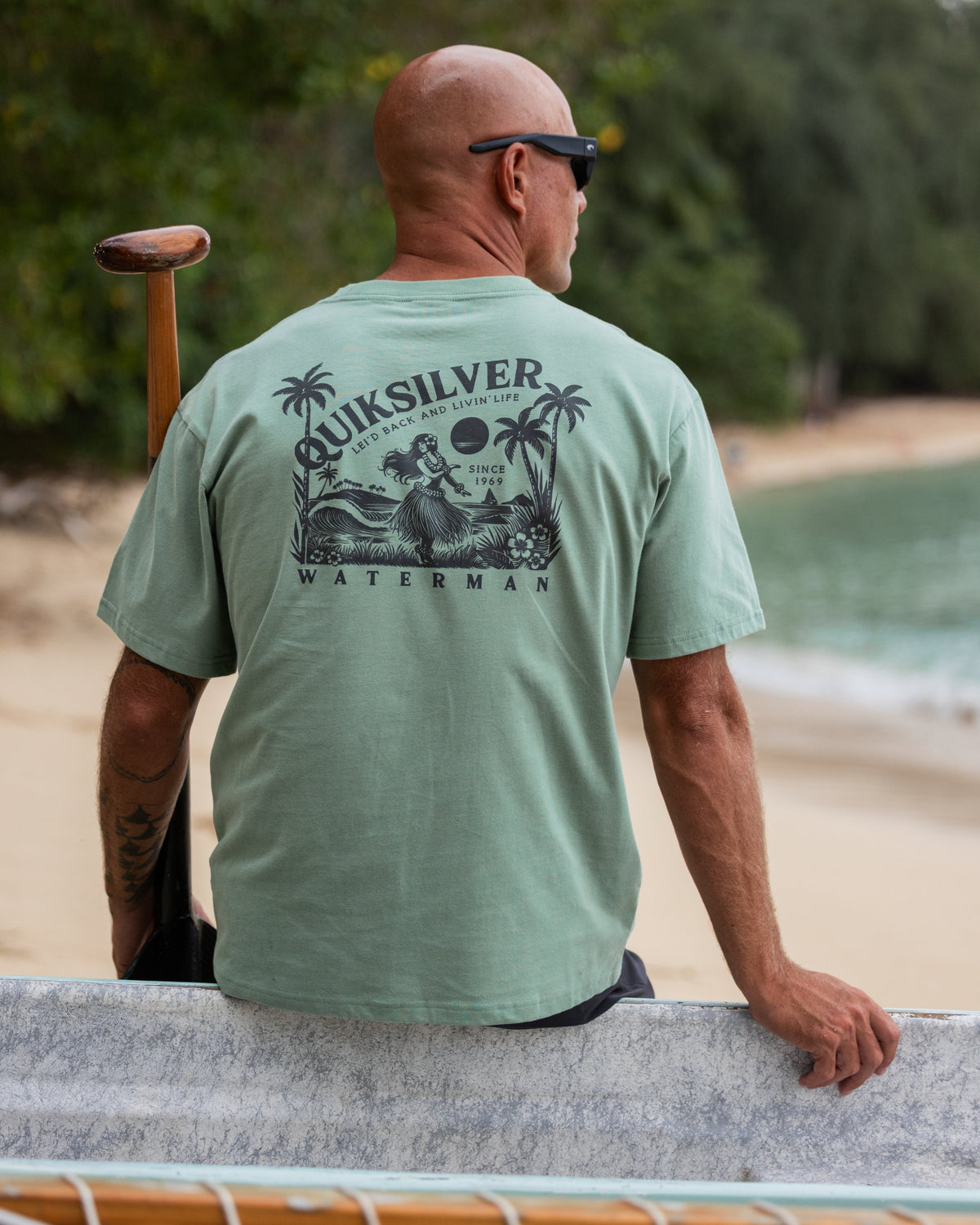 Waterman Lei'd Back Short Sleeve Cotton T-Shirt - Lily Pad
